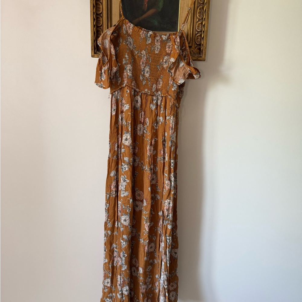 Floral Boho ASTR Dark Orange Maxi Dress, size M